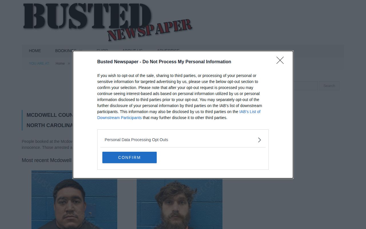 McDowell County Busted Newspaper crime-record page