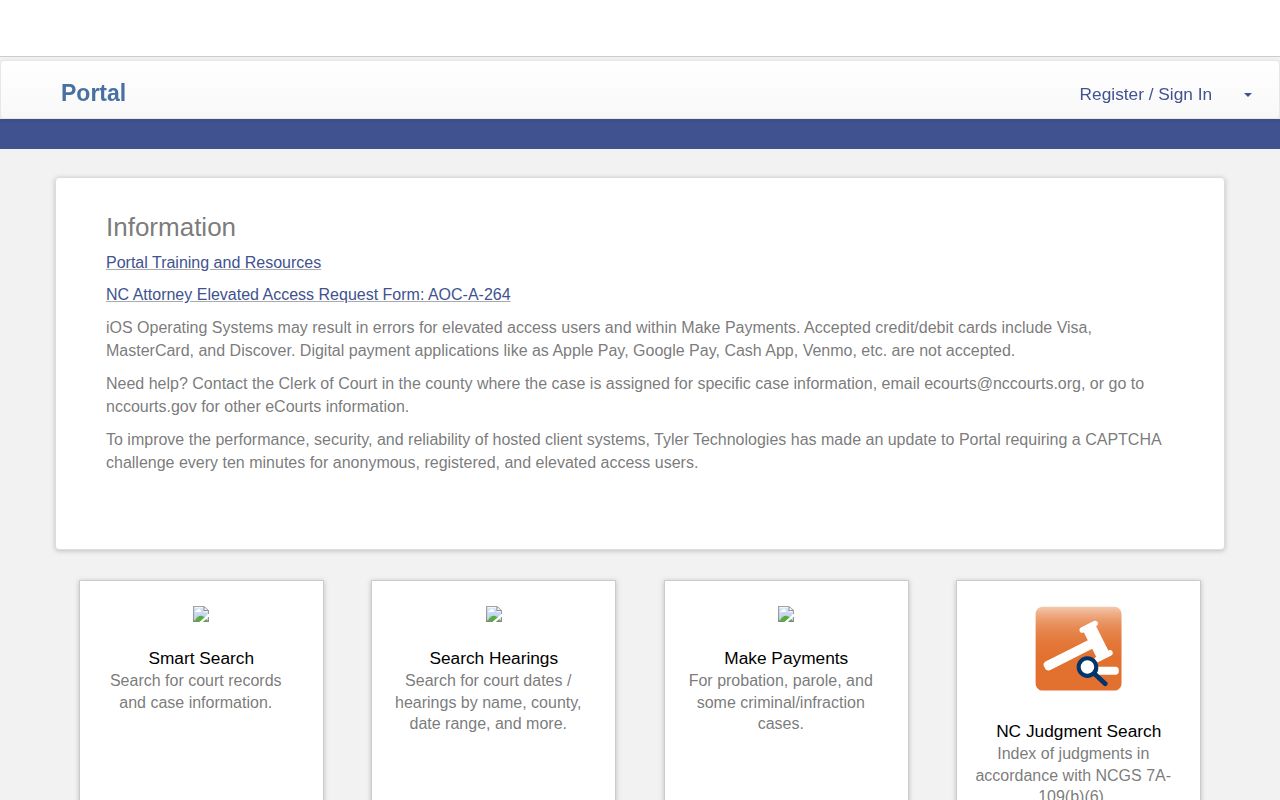 North Carolina eCourts Portal for McDowell County court records